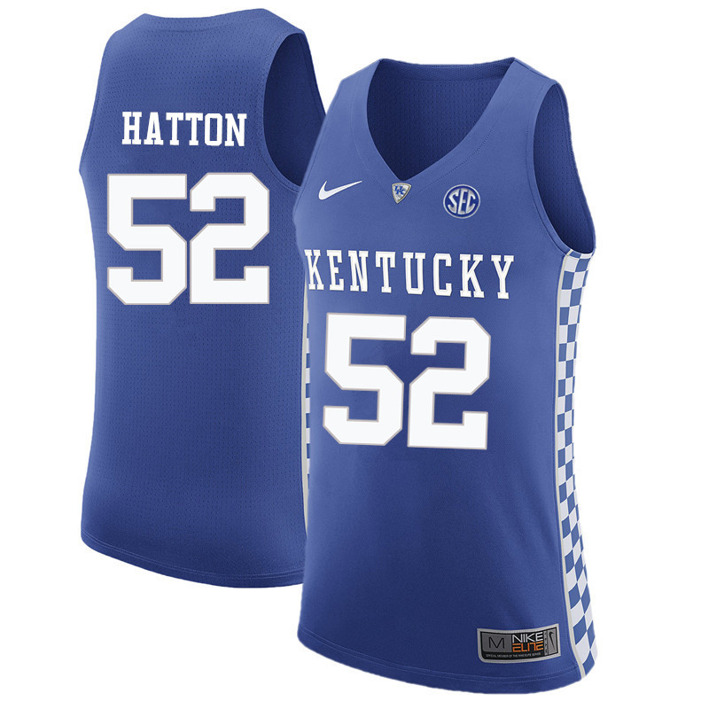 Men Kentucky Wildcats #52 Vernon Hatton College Basketball Jerseys-Blue